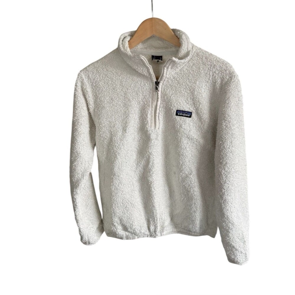 Patagonia Women’s White Cream Sherpa Quarter-Zip Fleece Pullover Sweater Small